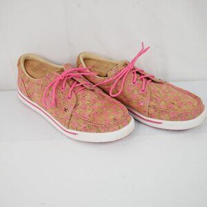 Twisted X  Women's 8 1/2M Kicks Moc Toe Lace Up Sneakers Shoes Pink WCA0034